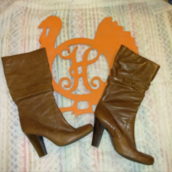 BCBGirls Shoes - BCBGirls Brown Leather Slouch Boots EUC